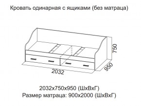 Кровать одинарная с ящиками (Без матраца 0,9*2,0) в Трёхгорном - tryohgornyj.magazin-mebel74.ru | фото